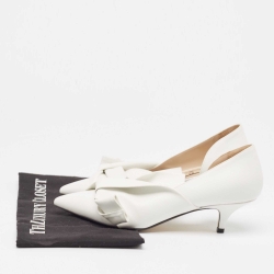 Pre Owned Nº21 White Leather Tundra Knotted D'Orsay Pumps Size 37