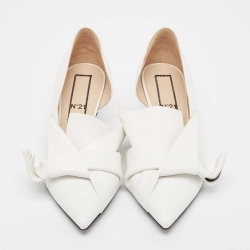Pre Owned Nº21 White Leather Tundra Knotted D'Orsay Pumps Size 37