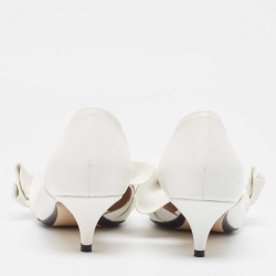 Pre Owned Nº21 White Leather Tundra Knotted D'Orsay Pumps Size 37