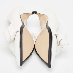 Pre Owned Nº21 White Leather Tundra Knotted D'Orsay Pumps Size 37