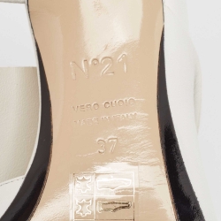 Pre Owned Nº21 White Leather Tundra Knotted D'Orsay Pumps Size 37