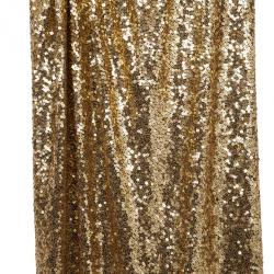 Naeem Khan Gold Sequin Embellished Gown L