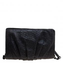 Nancy Gonzalez Black Glitter Python Crossbody Bag