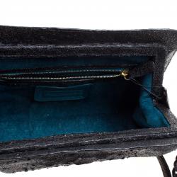 Nancy Gonzalez Black Glitter Python Crossbody Bag