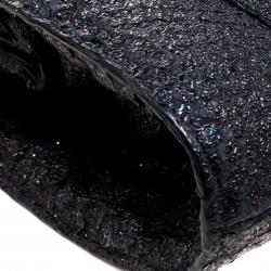 Nancy Gonzalez Black Glitter Python Crossbody Bag