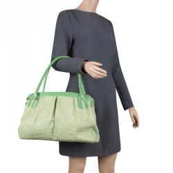 Nancy Gonzalez Green Ostrich Leather Satchel
