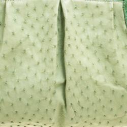 Nancy Gonzalez Green Ostrich Leather Satchel