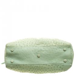 Nancy Gonzalez Green Ostrich Leather Satchel