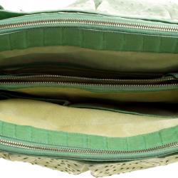 Nancy Gonzalez Green Ostrich Leather Satchel