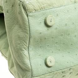 Nancy Gonzalez Green Ostrich Leather Satchel