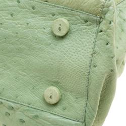 Nancy Gonzalez Green Ostrich Leather Satchel