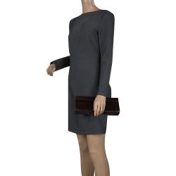 مملوكة مسبقًا حقيبة نانسي غونزاليز جلد تمساح بني داكن بقلاب