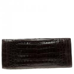 مملوكة مسبقًا حقيبة نانسي غونزاليز جلد تمساح بني داكن بقلاب