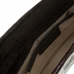 مملوكة مسبقًا حقيبة نانسي غونزاليز جلد تمساح بني داكن بقلاب