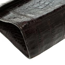 مملوكة مسبقًا حقيبة نانسي غونزاليز جلد تمساح بني داكن بقلاب