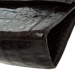 مملوكة مسبقًا حقيبة نانسي غونزاليز جلد تمساح بني داكن بقلاب