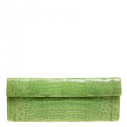 Nancy Gonzalez Kelly Green Crocodile Sherbert Clutch