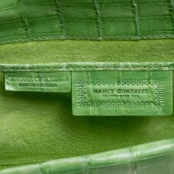 Nancy Gonzalez Kelly Green Crocodile Sherbert Clutch