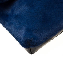 Nancy Gonzalez Black/Blue Crocodile and Calfhair Clutch