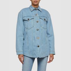 Pre Owned NANUSHKA LIGHT DENIM Nusta Faux-Shearling Lined Denim Jacket M