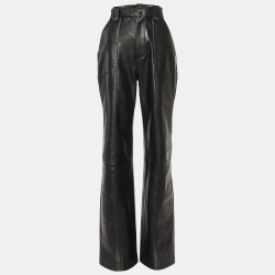Pre Owned Nanushka Black Faux Leather Zelda High Waist Trousers M