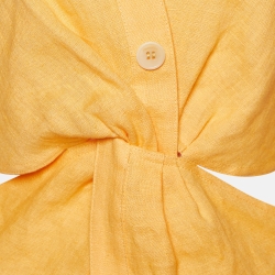 Nanushka Orange Linen Rasha Cut-Out Blouse M 