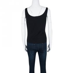 Pre Owned توب نارسيسو رودريغيز أزرق كحلي حواف متباينة بلا أكمام M