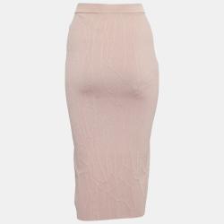Jonathan Simkhai Blush Pink Textured Intarsia Knit Midi Pencil Skirt XS