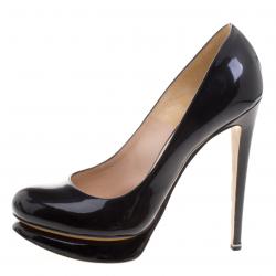Pre Owned Nicholas Kirkwood Black Patent Leather Platform Pumps Size 38.5