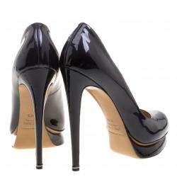 Pre Owned Nicholas Kirkwood Black Patent Leather Platform Pumps Size 38.5