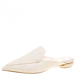 Nicholas Kirkwood Beige Canvas Beya Slide Loafers Size 40