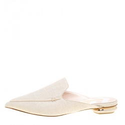 Nicholas Kirkwood Beige Canvas Beya Slide Loafers Size 40