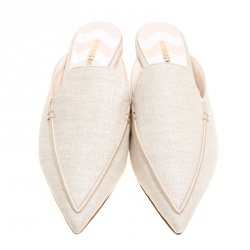 Nicholas Kirkwood Beige Canvas Beya Slide Loafers Size 40