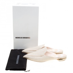 Nicholas Kirkwood Beige Canvas Beya Slide Loafers Size 40