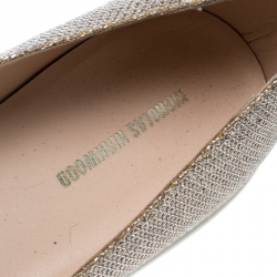 Pre Owned Nicholas Kirkwood Metallic Light Gold Glitter Fabric Alona Pointed Toe Loafers Size 40