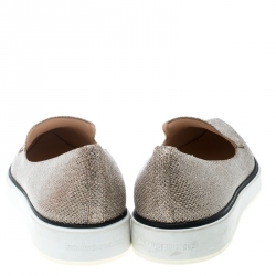 Pre Owned Nicholas Kirkwood Metallic Light Gold Glitter Fabric Alona Pointed Toe Loafers Size 40