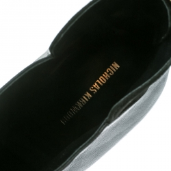 Pre Owned Nicholas Kirkwood Black Leather Mira Faux Pearl Embellished Pointed Toe Ankle Boots Size 42