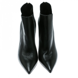 Pre Owned Nicholas Kirkwood Black Leather Mira Faux Pearl Embellished Pointed Toe Ankle Boots Size 42