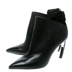 Pre Owned Nicholas Kirkwood Black Leather Mira Faux Pearl Embellished Pointed Toe Ankle Boots Size 42