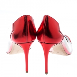 Nicholas Kirkwood Red Metallic Leather And PVC Pointed Toe Pumps Size 40