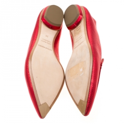 Nicholas Kirkwood Metallic Red Leather Beya Pointed Toe Flats Size 38