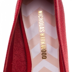Nicholas Kirkwood Metallic Red Leather Beya Pointed Toe Flats Size 38