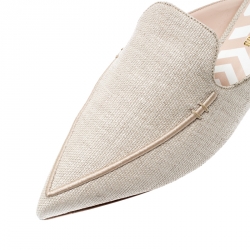 Nicholas Kirkwood Beige Raffia Beya Pointed Toe Flats Size 41
