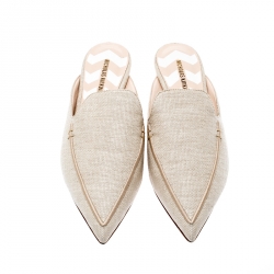 Nicholas Kirkwood Beige Raffia Beya Pointed Toe Flats Size 41