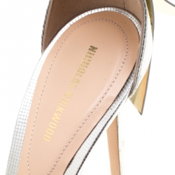 Nicholas Kirkwood Metallic Silver Textured Leather Faye Platform Open Toe Sandals Size 41