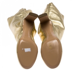 Nicholas Kirkwood Metallic Gold Leather D'arcy Ruched Ankle Boots Size 38.5