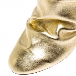 Nicholas Kirkwood Metallic Gold Leather D'arcy Ruched Ankle Boots Size 38.5