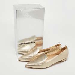 Nicholas Kirkwood Metallic Leather Beya Loafers Size 41 