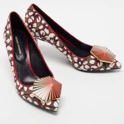 مملوكة مسبقًا Nicholas Kirkwood Tricolor Floral Print Canvas Pointed Toe Pumps Size 37.5