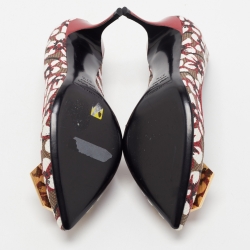 مملوكة مسبقًا Nicholas Kirkwood Tricolor Floral Print Canvas Pointed Toe Pumps Size 37.5